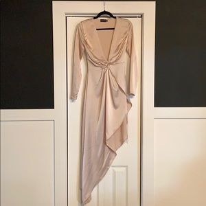 PLT Ivory plunge Satin Maxi Dress